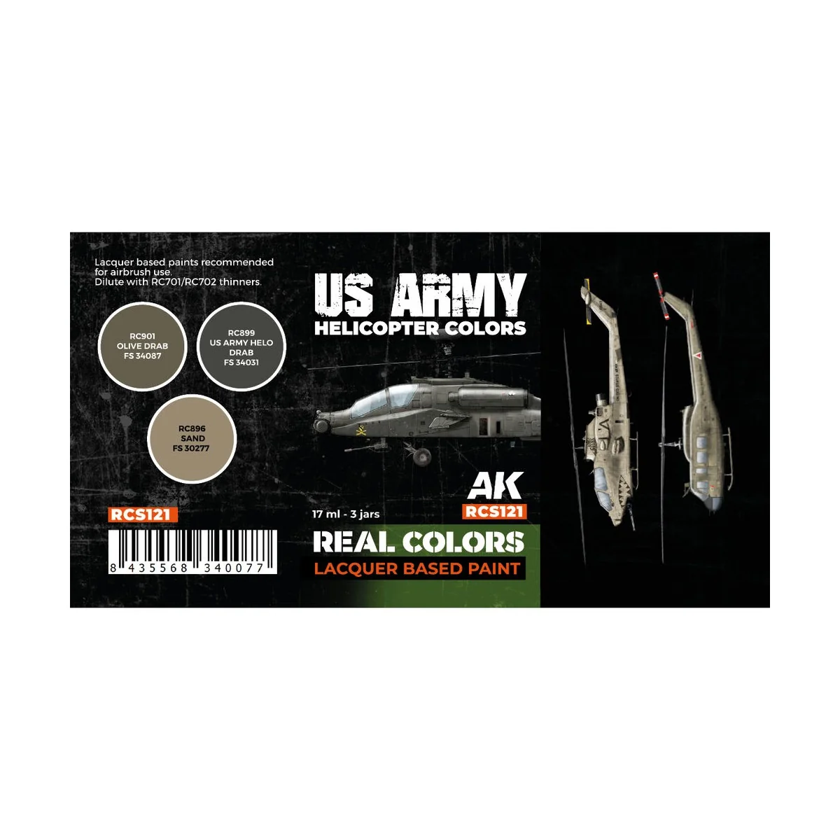 US Army Helicopter Colors SET - AK Interactive RCS121 US Army Helicopter Colors SET - AK Interactive RCS121