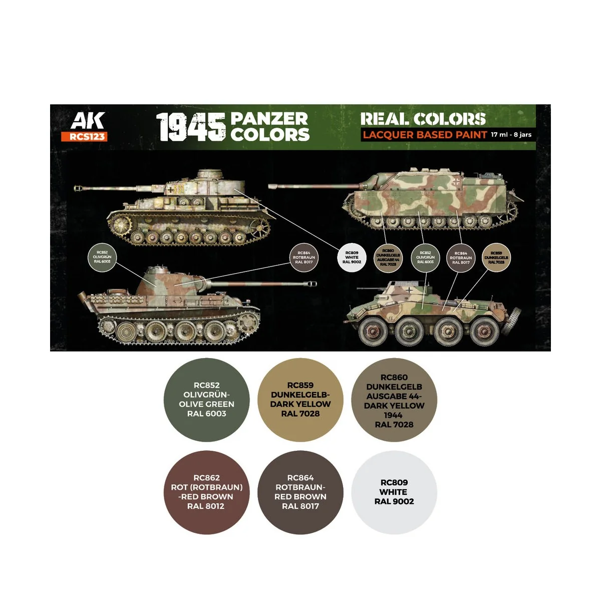 1945 Panzer Colors SET - AK Interactive RCS123