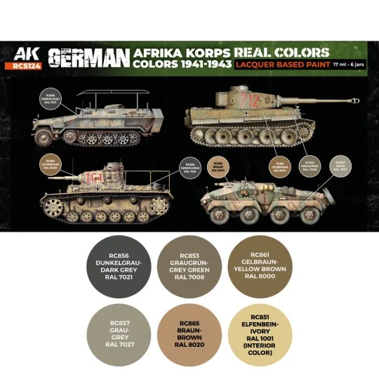 German Afrika Korps Colors 1941-1943 SET - AK Interactive RCS124 German Afrika Korps Colors 1941-1943 SET - AK Interactive RCS124