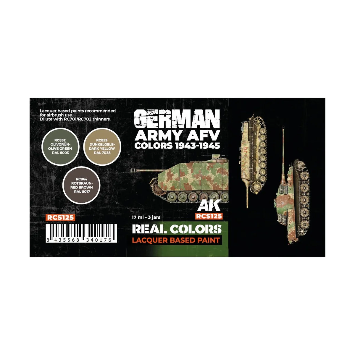 German Army AFV Colors 1943-1945 SET - AK Interactive RCS125