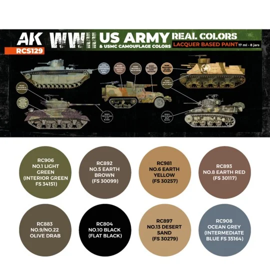WWII US Army & USMC Camouflage Colors SET - AK Interactive RCS129