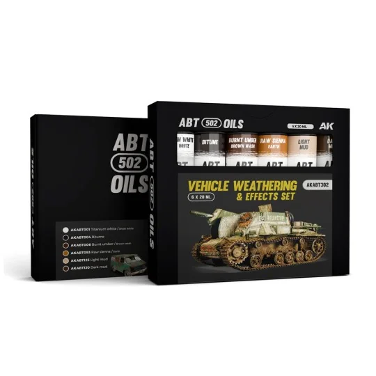 VEHICLE WEATHERING & EFFECTS SET - ABT 502 OILS - AK Interactive AK...