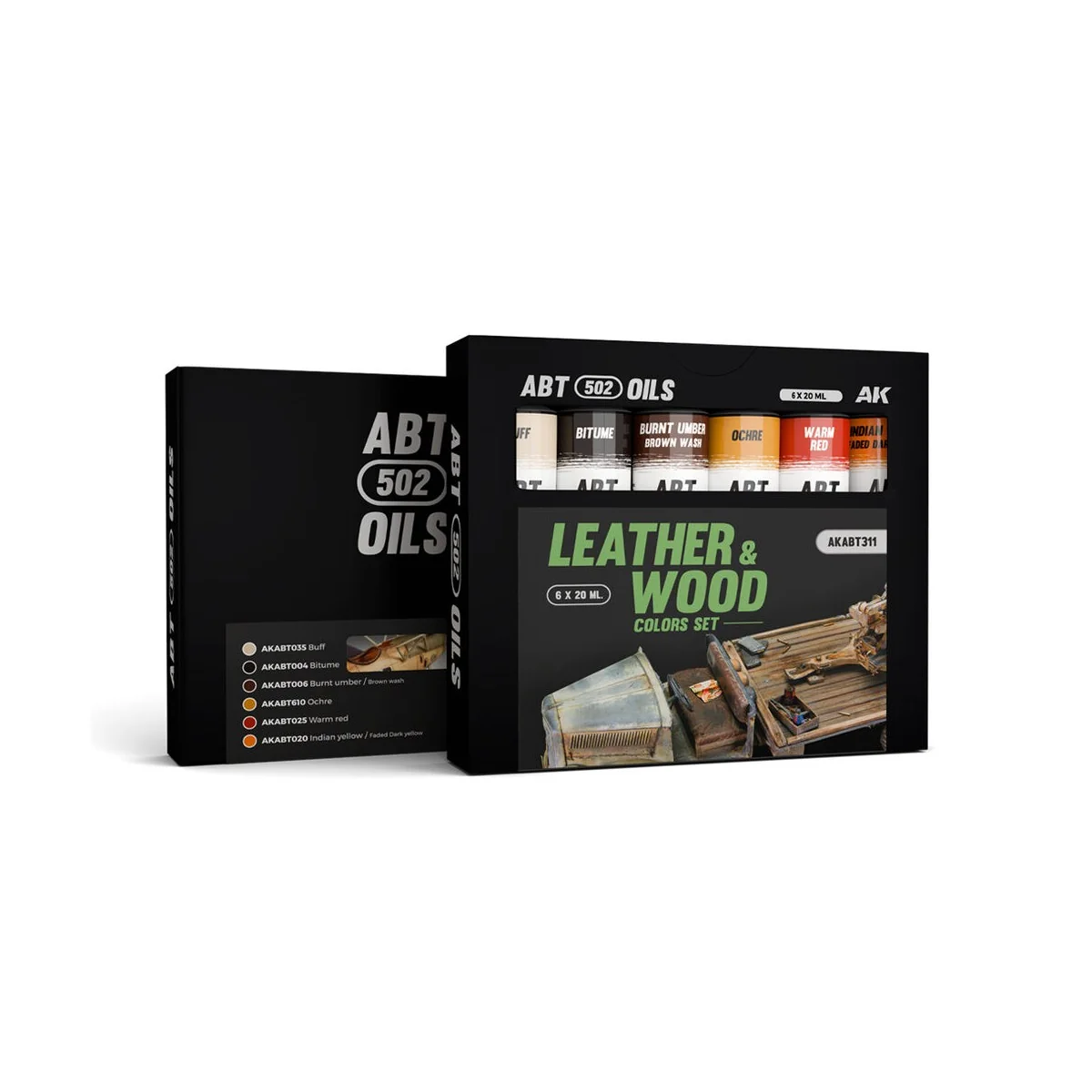 LEATHER & WOOD COLORS SET - ABT 502 OILS - AK Interactive AKABT311
