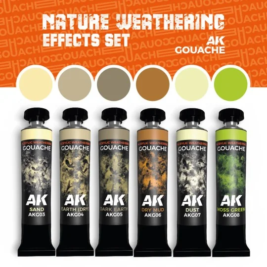 NATURE WEATHERING EFFECTS SET - AK GOUACHES - AK Interactive AKG26