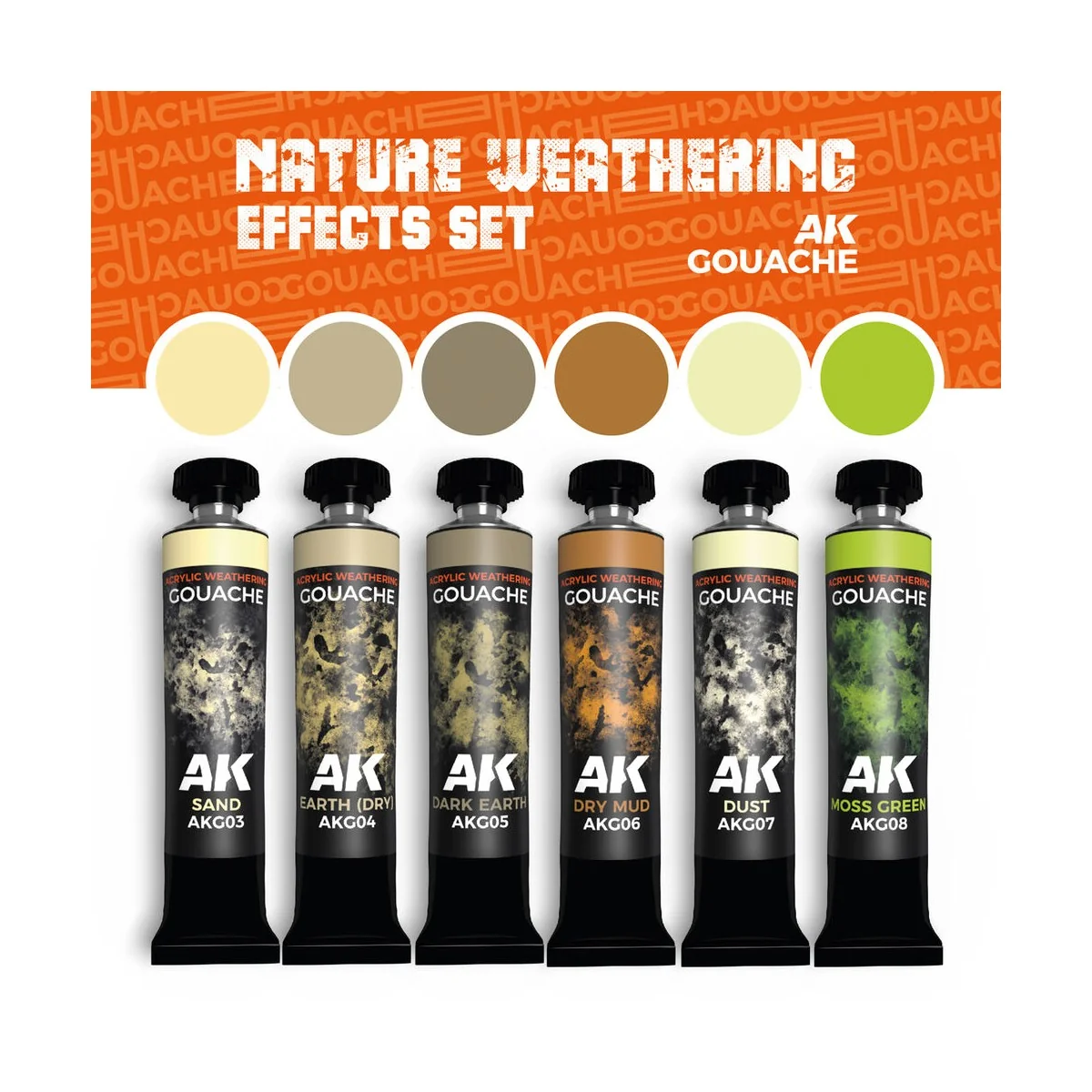 NATURE WEATHERING EFFECTS SET - AK GOUACHES - AK Interactive AKG26