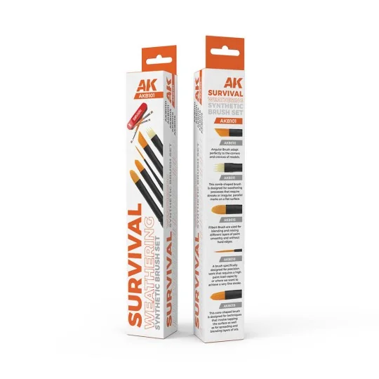 SURVIVAL WEATHERING BRUSHES SET (5 brushes) - AK Interactive AKB101 SURVIVAL WEATHERING BRUSHES SET (5 brushes) - AK Interactive AKB101
