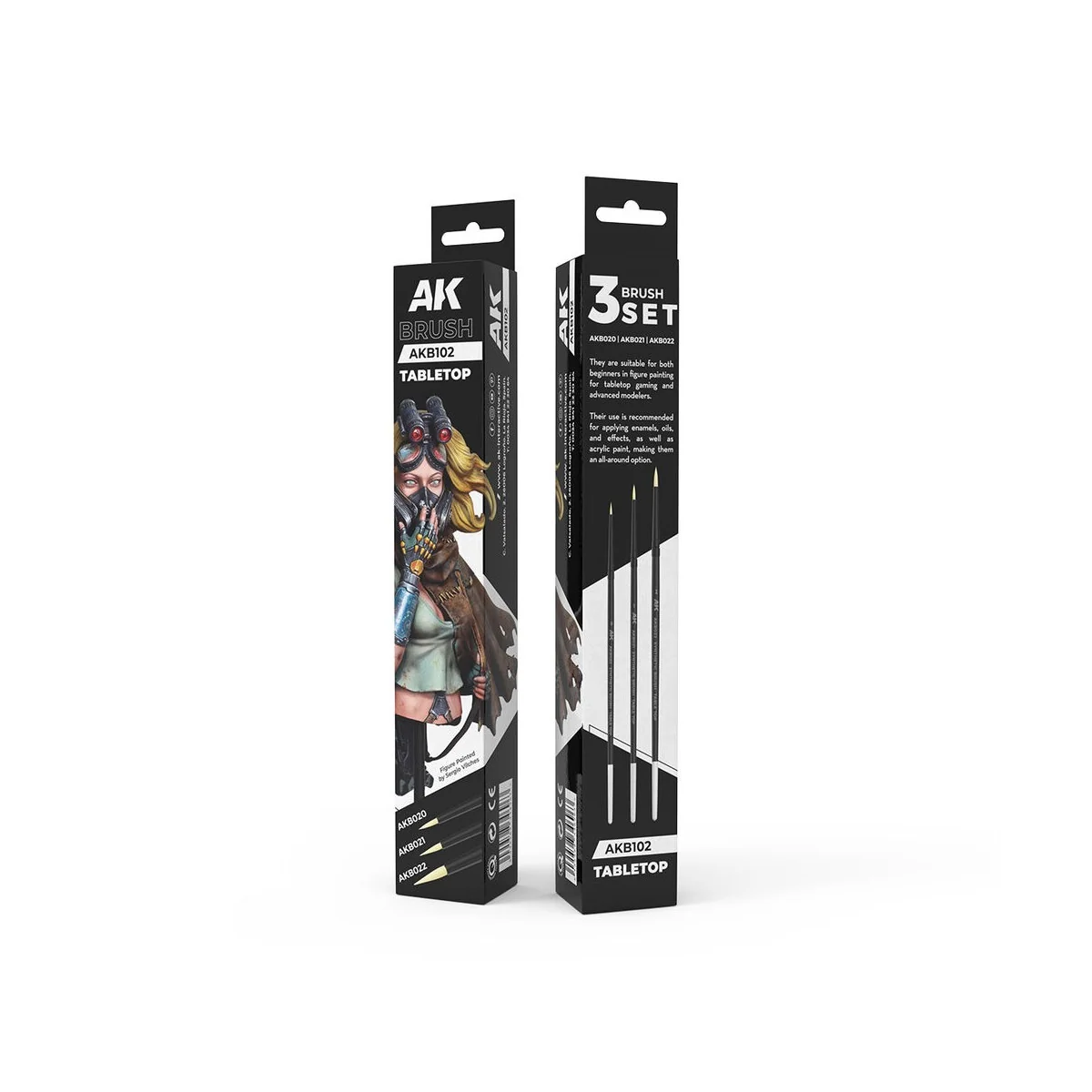 TABLETOP SYNTETHIC BRUSHES SET (3 brushes) - AK Interactive AKB102