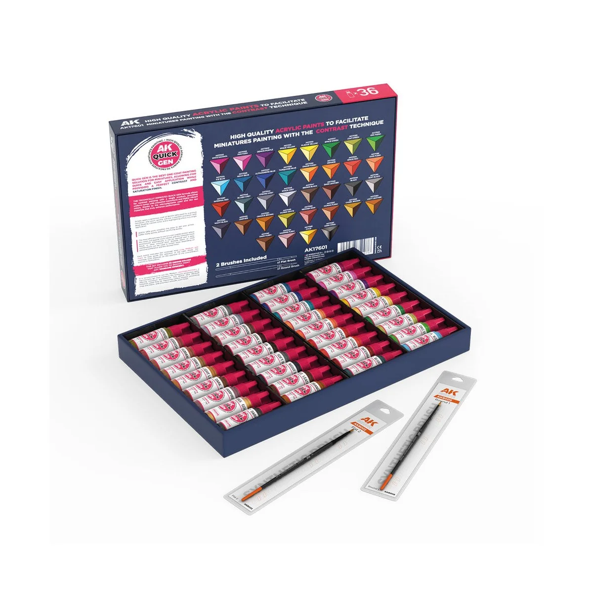 QUICK PAINT SET - 36 QUICK GEN COLORS (+2 FREE BRUSHES) - AK Intera... QUICK PAINT SET - 36 QUICK GEN COLORS (+2 FREE BRUSHES) - AK Intera...