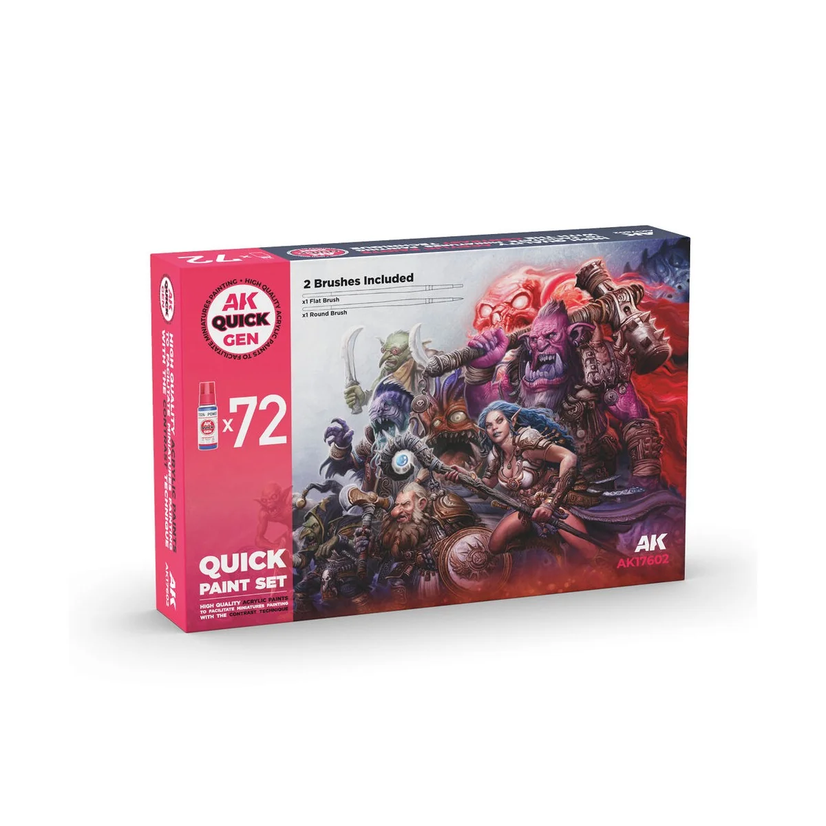 QUICK PAINT SET - 72 QUICK GEN COLORS (+2 MEDIUM 18ML +2 FREE BRUSH...