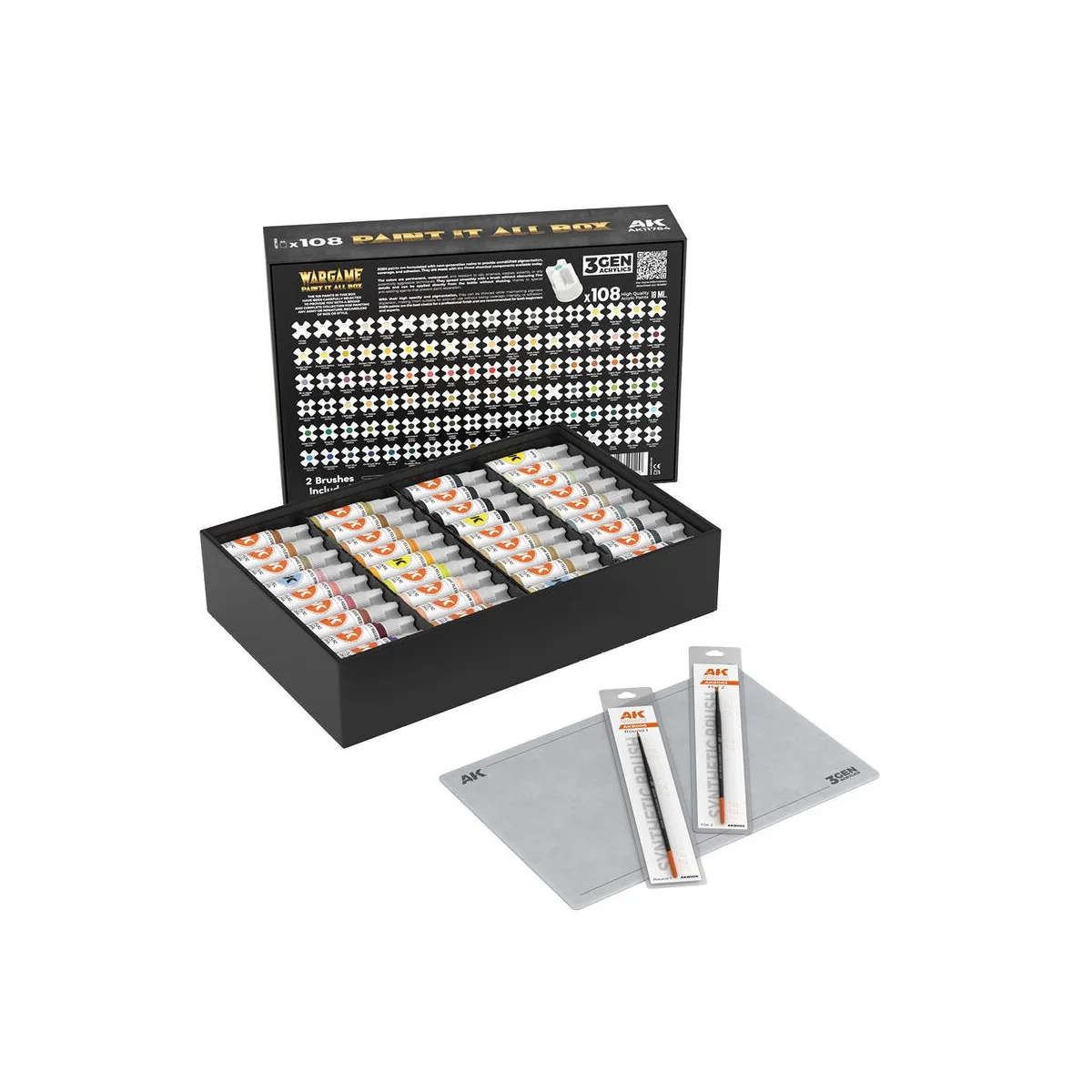 WARGAME PAINT IT ALL BOX 108 COLORS 3GEN - AK Interactive AK11784