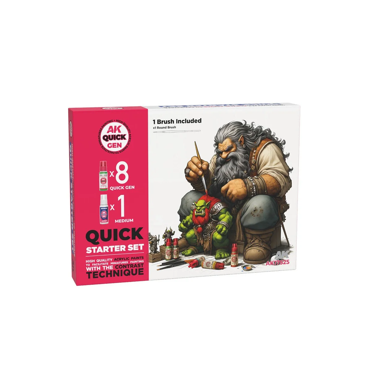 QUICK STARTER SET (8 QUICK GEN + 1 MEDIUM + 1 FREE BRUSH) - AK Inte...
