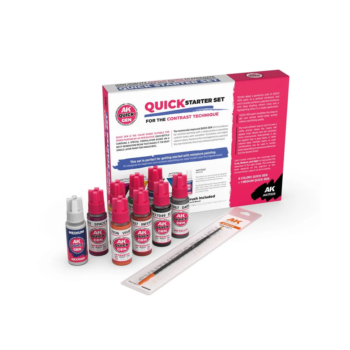 QUICK STARTER SET (8 QUICK GEN + 1 MEDIUM + 1 FREE BRUSH) - AK Inte...