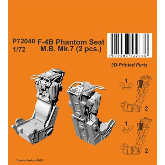 F-4B/C Phantom Seat (2 pcs), 1/72 - CMK 129-P72040