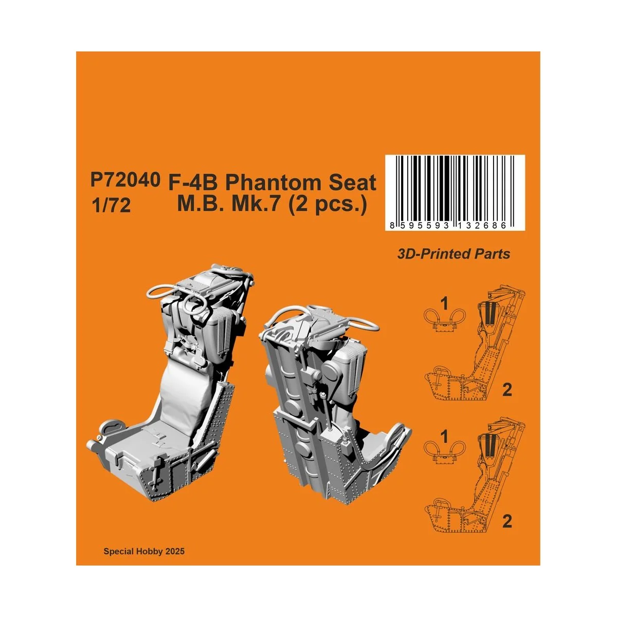 F-4B/C Phantom Seat (2 pcs), 1/72 - CMK 129-P72040