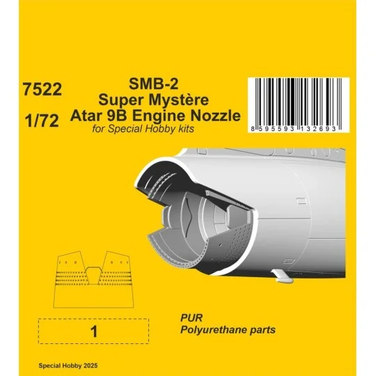 SMB-2 Super Mystère Atar 9B Engine Nozzle for Special Hobby kit, 1/...