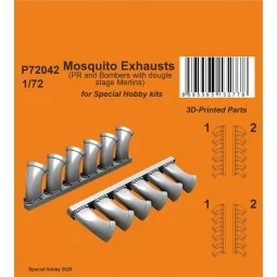 Mosquito Exhausts (PR and Bombers with two stage Merlins), 1/72 - S...