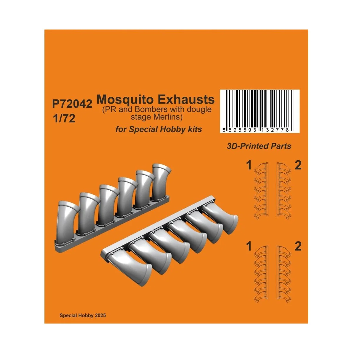 Mosquito Exhausts (PR and Bombers with two stage Merlins), 1/72 - S...