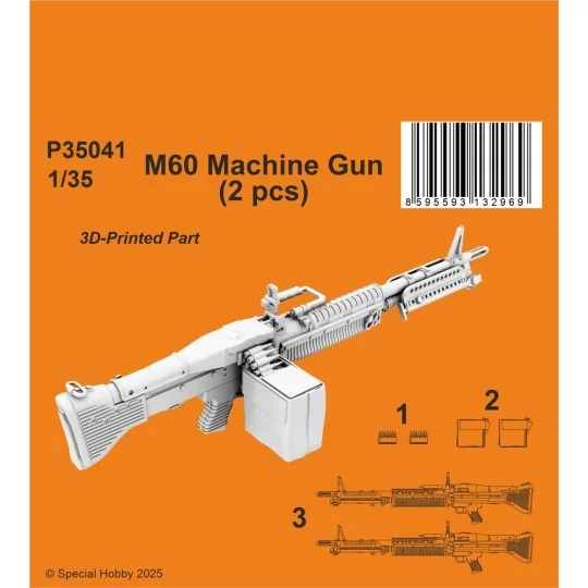 M60 Machine Gun 1/35 (2 pcs), 1/35 - CMK 129-P35041 M60 Machine Gun 1/35 (2 pcs), 1/35 - CMK 129-P35041
