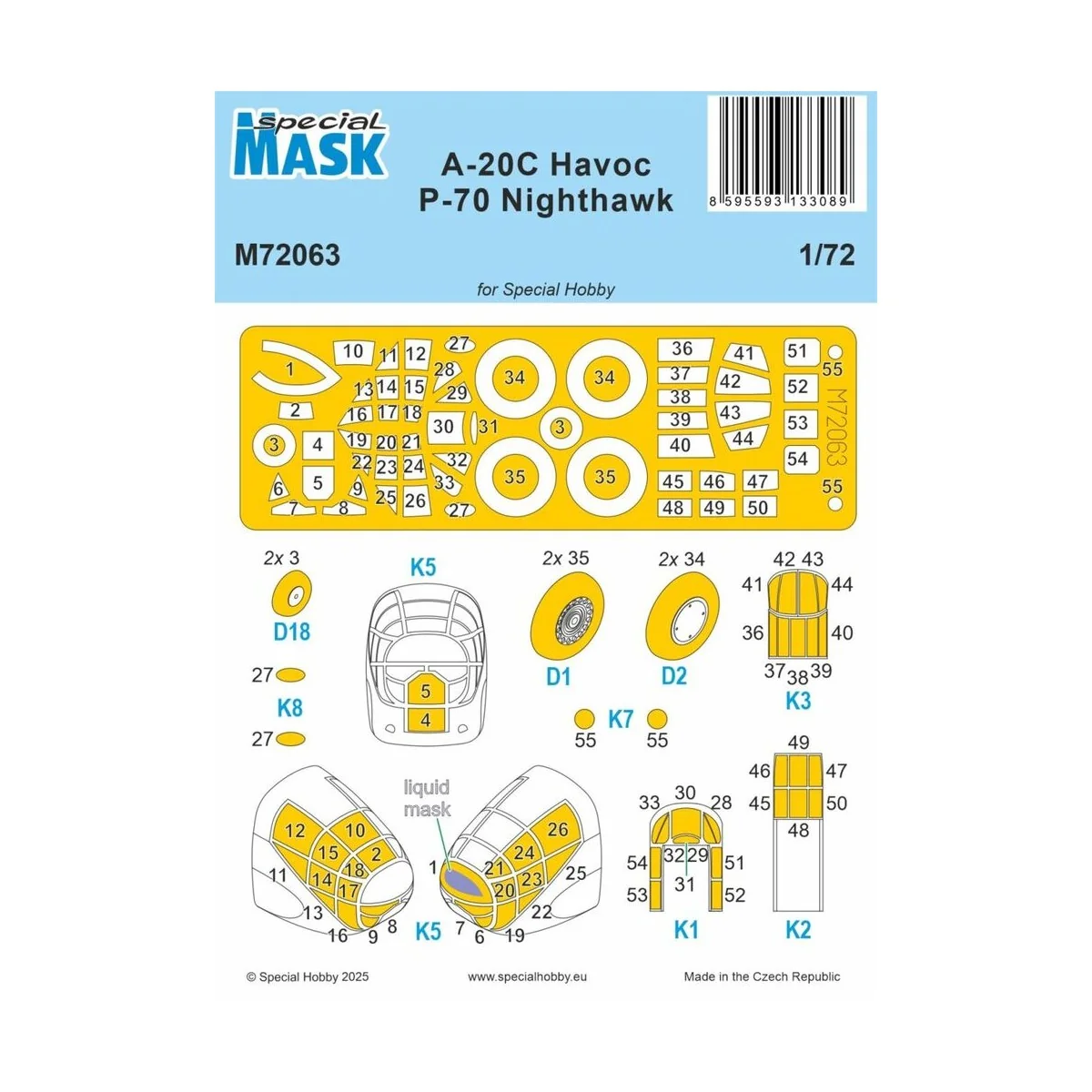 A-20C Havoc / P-70 Nighthawk MASK, 1/72 - Special Hobby 100-M72063