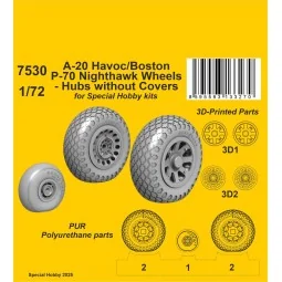 A-20 Havoc/Boston/ P-70 Nighthawk Wheels/ Hubs without Covers for S...