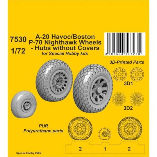 A-20 Havoc/Boston/ P-70 Nighthawk Wheels/ Hubs without Covers for S...