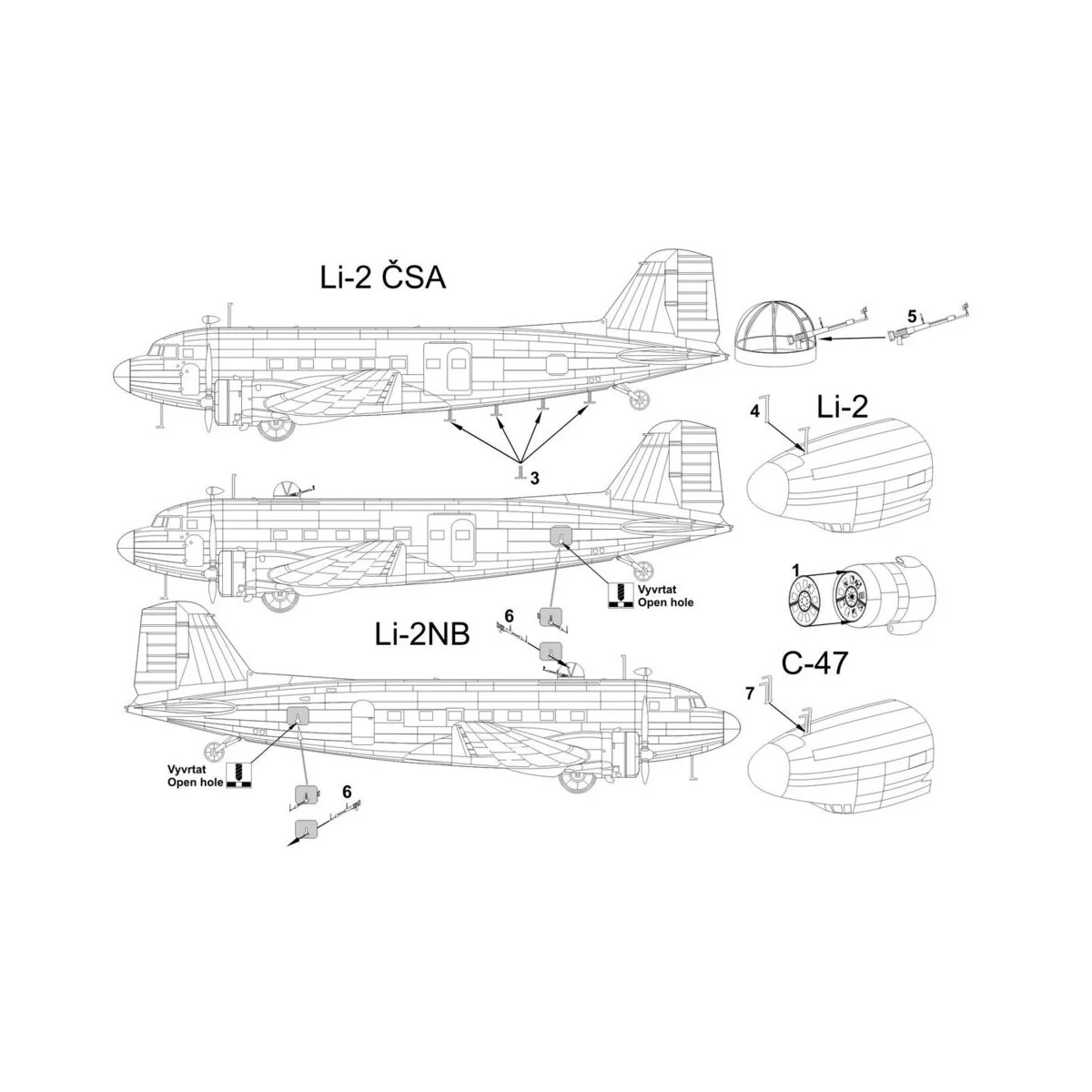Douglas C-47- Lisunov Li-2, 1/144 - Brengun BRL144071
