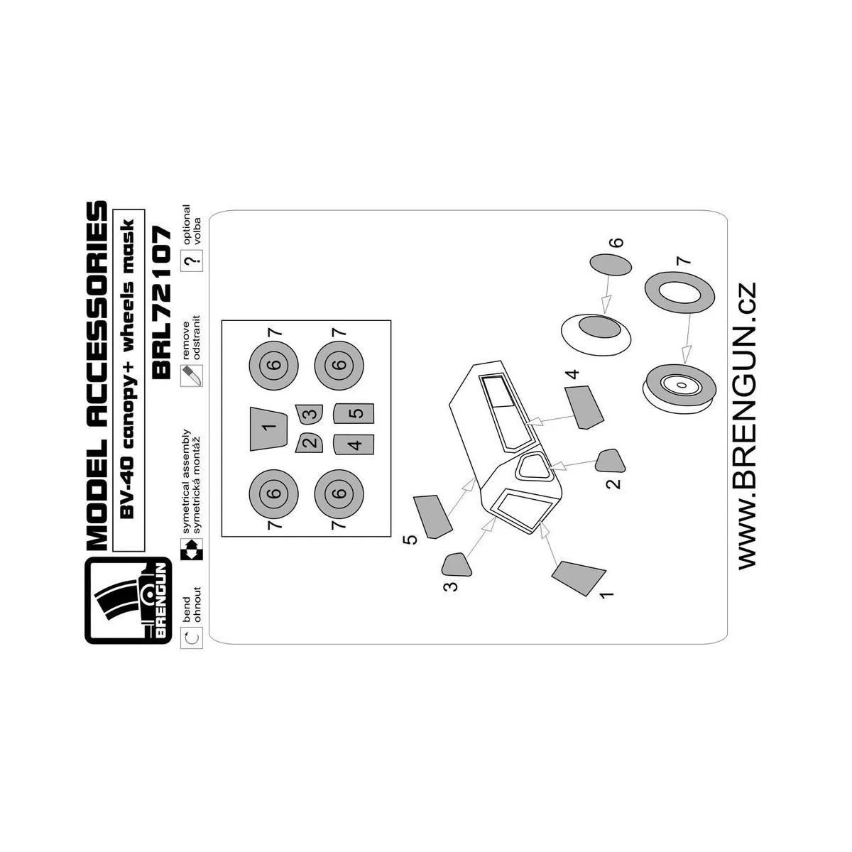 Blom Voss BV-40 CANOPY MASKS, 1/72 - Brengun BRL72107