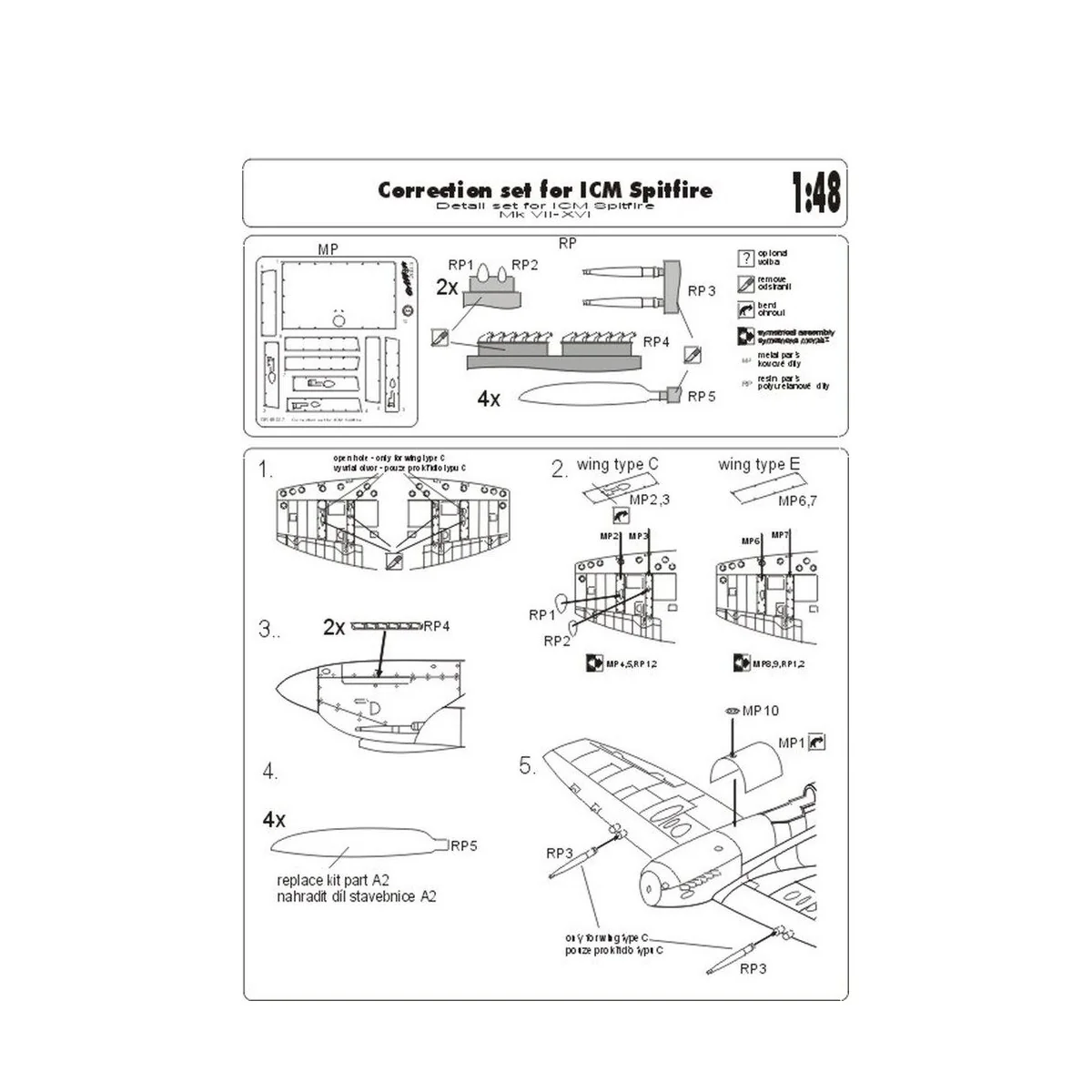 Correction set for ICM Spitfire, 1/48 - Brengun BRL48005