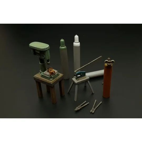 Bench drill-lever shears-oxy acetylene bottles, 1/35 - Hauler HLU35117
