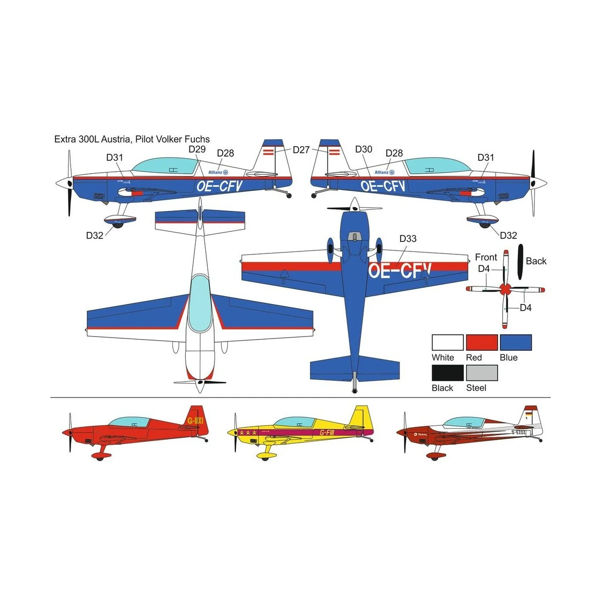 Extra EA-300 4 blade propeller, 1/72 - Brengun BRP72043