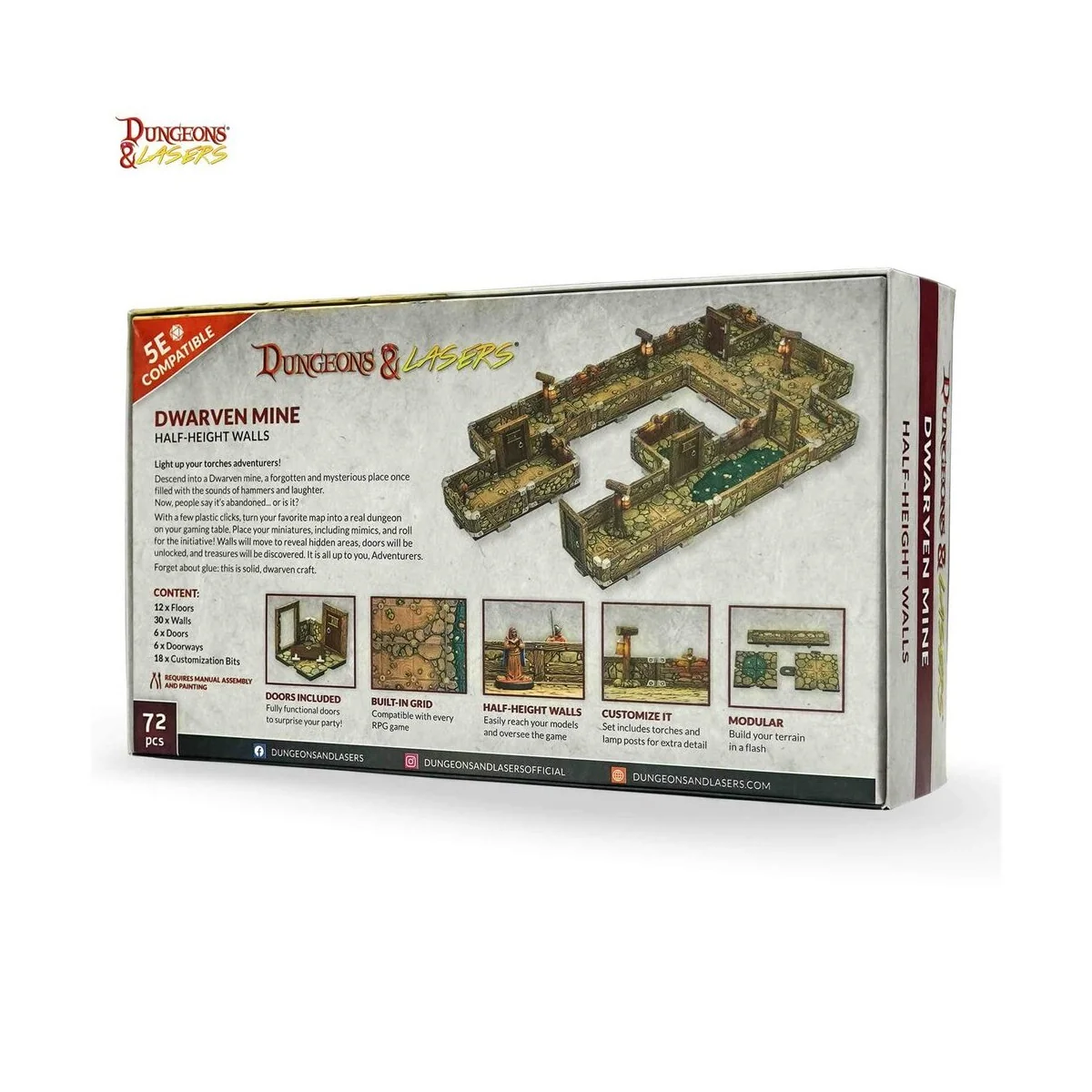 Dungeons & Lasers Dwarven Mine Half-Height Walls - Archon Studio DN...