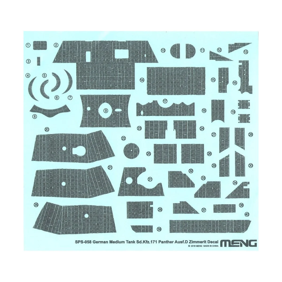 German Medium Tank Sd.Kfz.171 Panther Ausf.D Zimmerit Decal - MENG-...