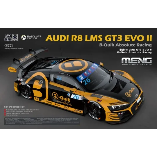 AUDI R8 LMS GT3 EVO II B-Quik Absolute Racing, 1/24 - MENG-Model CS... AUDI R8 LMS GT3 EVO II B-Quik Absolute Racing, 1/24 - MENG-Model CS...