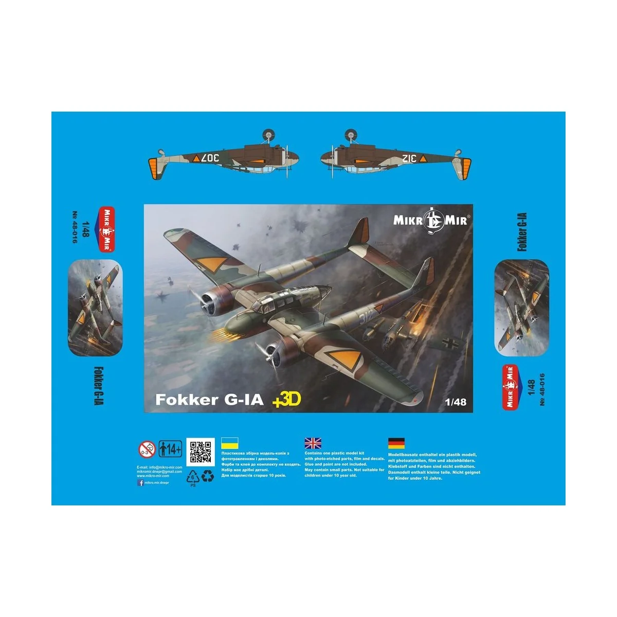 Fokker G-IA + 3D details, 1/48 - Micro Mir AMP MM48-016-PLUS