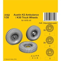 Austin K2 Ambulance / K30 Truck Wheels 1/35 / for Airfix kits - CMK...