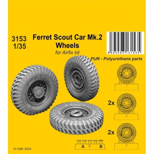 Ferret Scout Car Mk.2 Wheels 1/35 / for Airfix kits - CMK 129-3153
