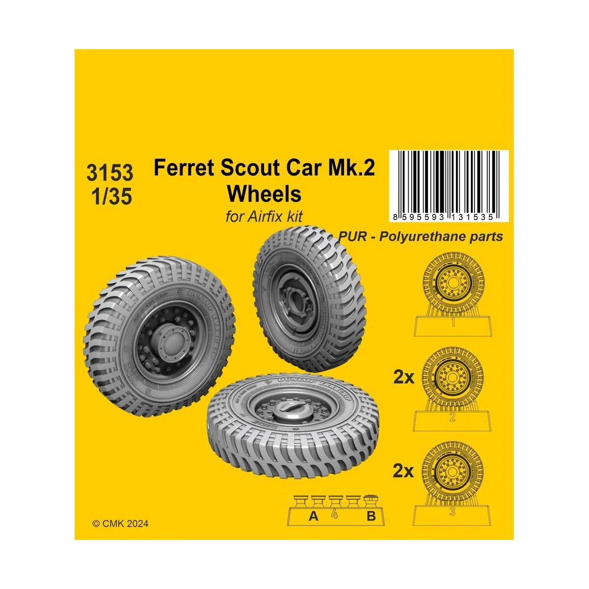 Ferret Scout Car Mk.2 Wheels 1/35 / for Airfix kits, 1/35 - CMK 129...