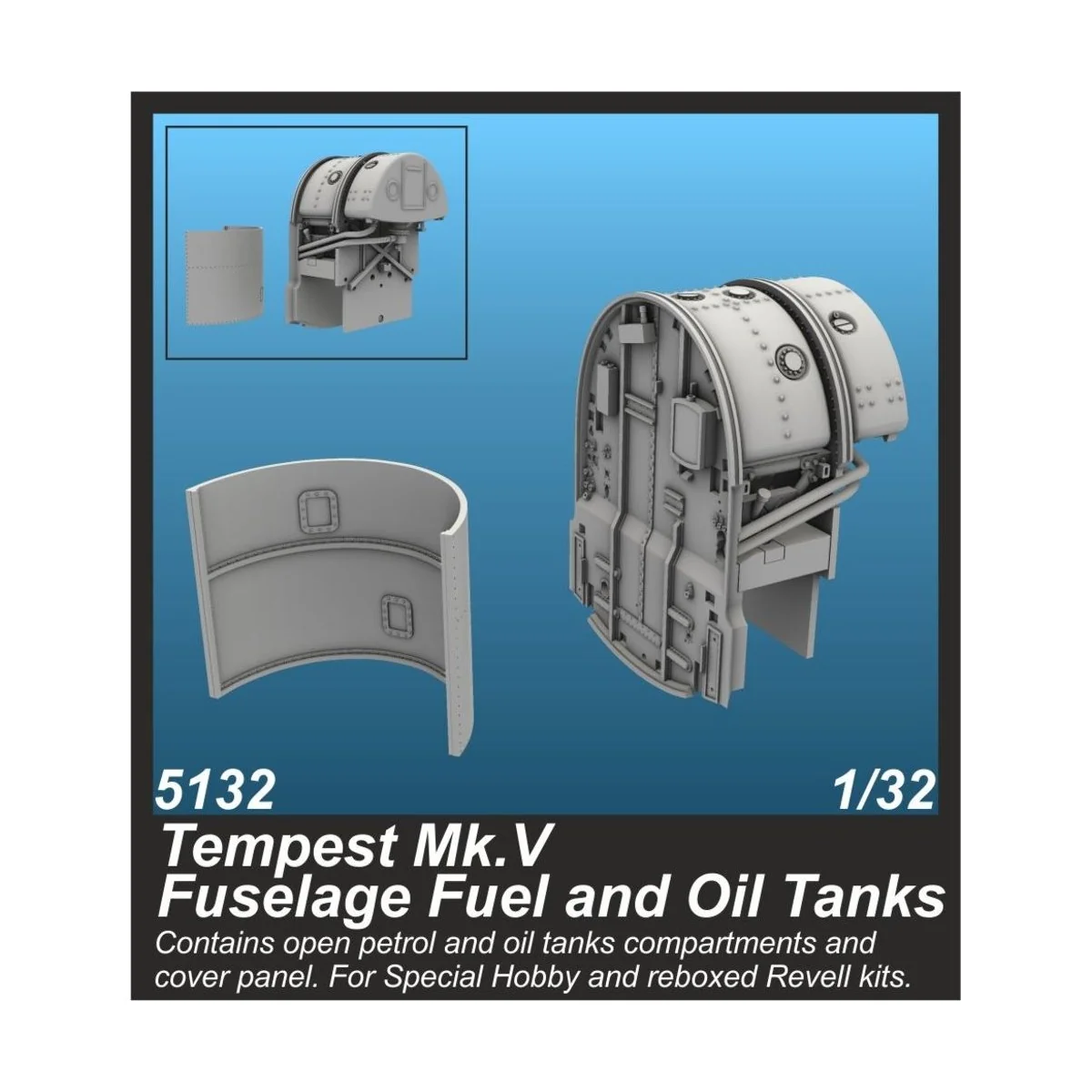 Tempest Mk.V Fuselage Fuel and Oil Tanks, 1/32 - CMK 129-5132