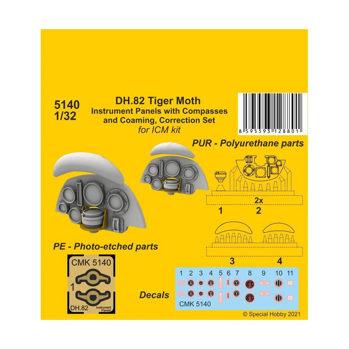 DH.82 Tiger Moth Instrument P. with Compasses and Coaming, Correcti...