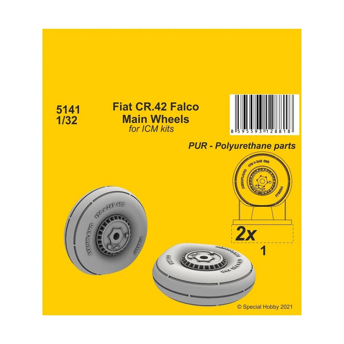Fiat CR.42 Main Wheels (ICM kit), 1/32 - CMK 129-5141 Fiat CR.42 Main Wheels (ICM kit), 1/32 - CMK 129-5141