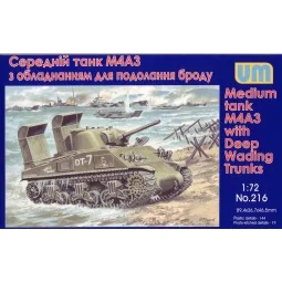 Tank M4A3 with Deep Wading Trunks, 1/72 - Unimodels UM216
