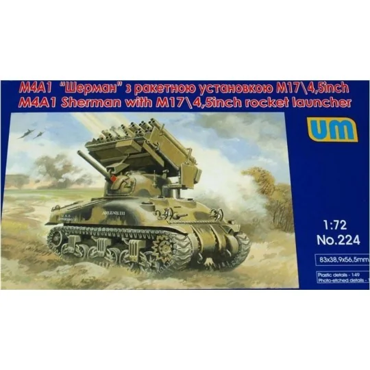 Tank M4A1 w. M17/4, 5inch rocket launcher, 1/72 - Unimodels UM224