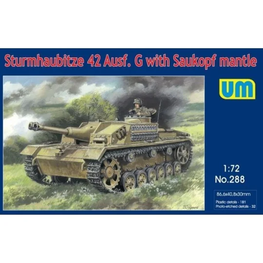 Sturmhaubitze 42 Auf.G w. Saukopf mantle, 1/72 - Unimodels UM288