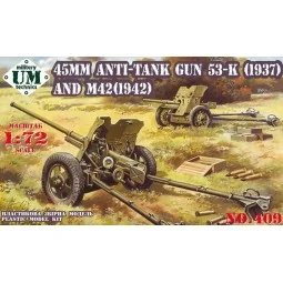 45mm Antitank guns 53-K (1937) and M42 (1942), 1/72 - Unimodels UMT409