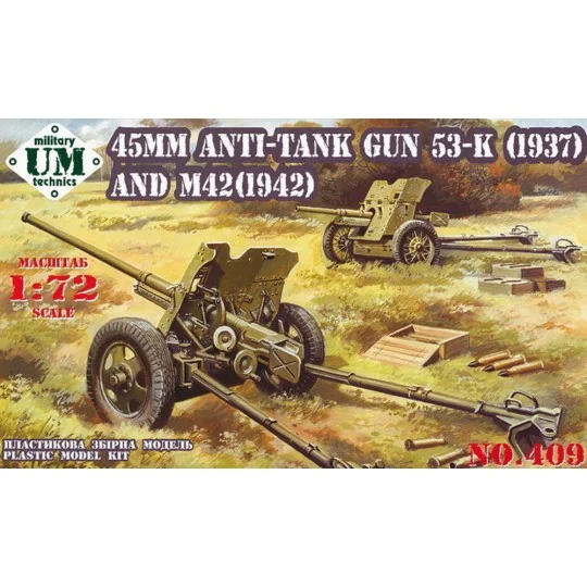 45mm Antitank guns 53-K (1937) and M42 (1942), 1/72 - Unimodels UMT409