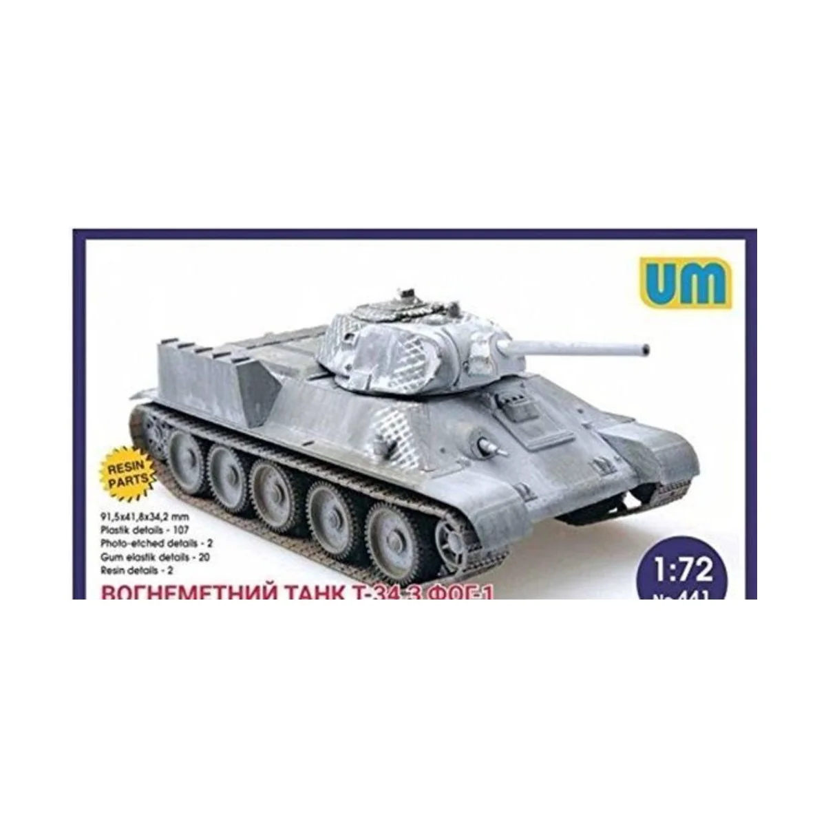T-34 flame-throwing tank with FOG-1, 1/72 - Unimodels UM441
