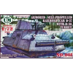 Railroad car D-37 with D-38 turret, 1/72 - Unimodels UMT601