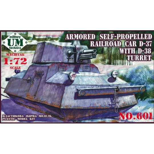 Railroad car D-37 with D-38 turret, 1/72 - Unimodels UMT601