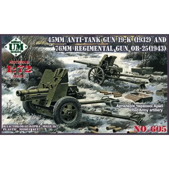 45mm Antitank gun 19-K (1932) and 76mm Regimental gun OB-25 (1943),... 45mm Antitank gun 19-K (1932) and 76mm Regimental gun OB-25 (1943),...