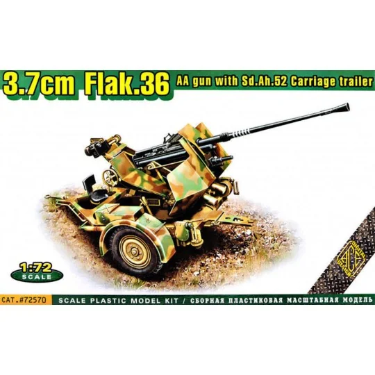 Flak.36 3.7cm. AA gun with Sd.Ah.52 carriage trailer, 1/72 - ACE AC... Flak.36 3.7cm. AA gun with Sd.Ah.52 carriage trailer, 1/72 - ACE AC...